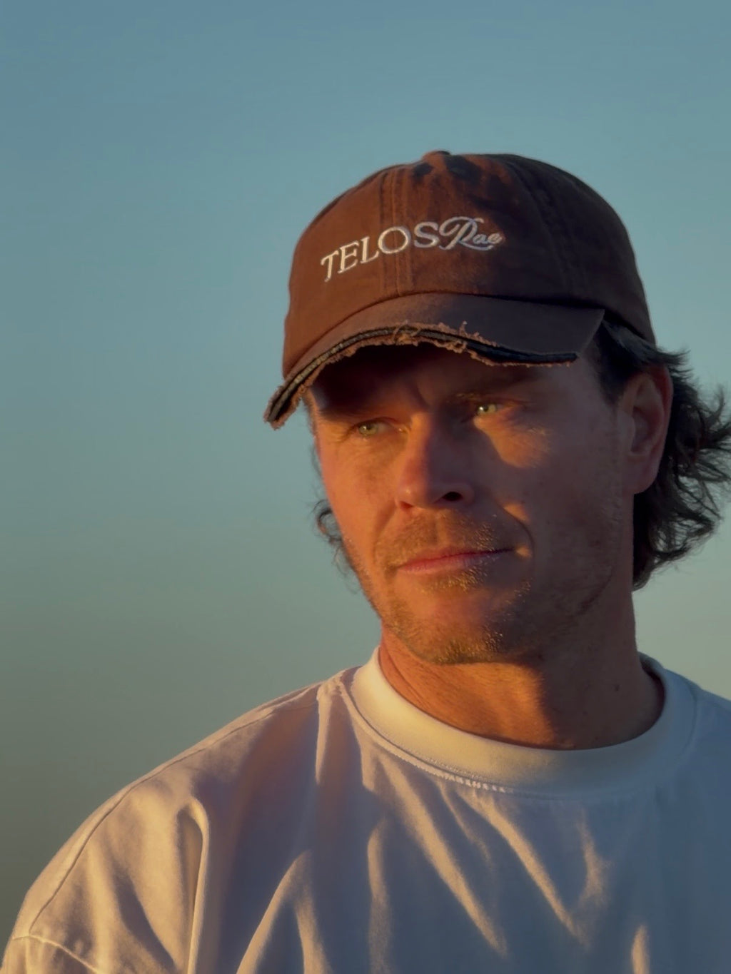 Telos Rae Dad Hat in brown worn on location